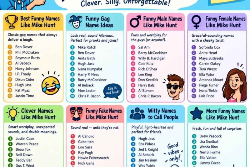 180+ Funny Names Like Mike Hunt – Complete Gag Names List